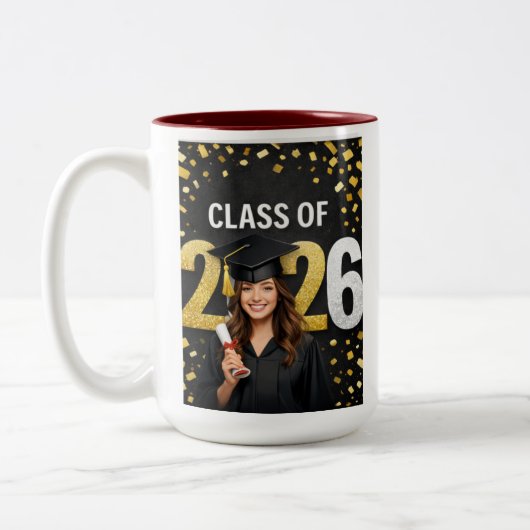 Golden Graduation Celebration Card mug ツートーンマグカップ (左)