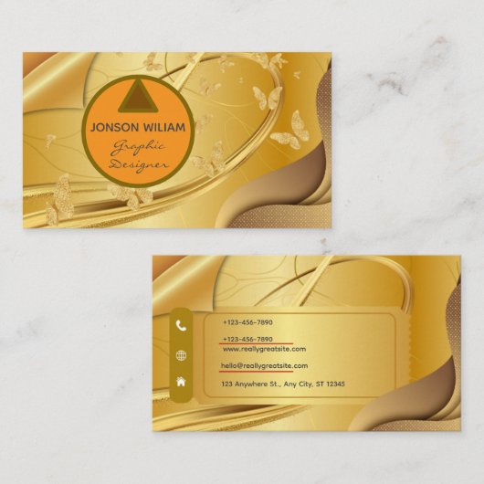 Golden Graphic Designer Business Card | Minimalist 名刺 (正面/裏面)
