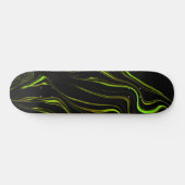 Golden grass, wavy green long traces on black fund スケートボード (横)