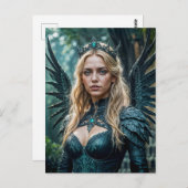 Golden-Haired Angel with black Wings ポストカード (正面/裏面)