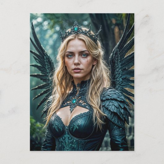 Golden-Haired Angel with black Wings ポストカード (正面)