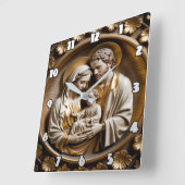 Golden Halo Family Devotion Panel スクエア壁時計 (傾斜)