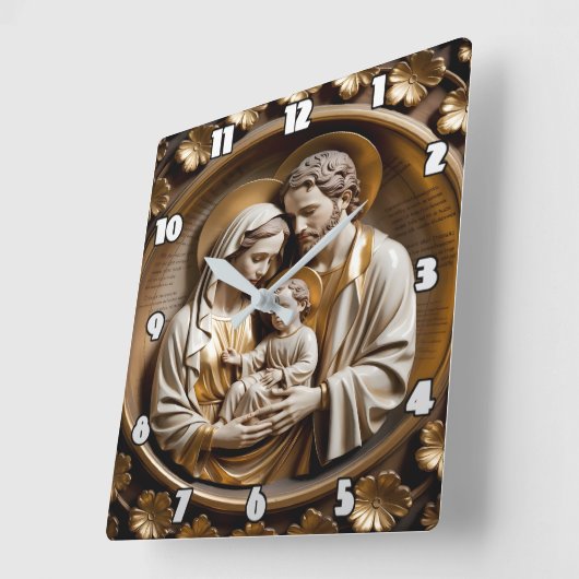 Golden Halo Family Devotion Panel スクエア壁時計 (傾斜)