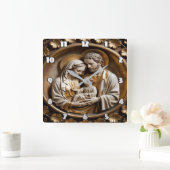 Golden Halo Family Devotion Panel スクエア壁時計 (ホーム)