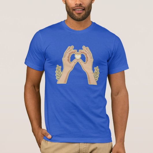 Golden Hands Heart – Cute Family-Friendly Cartoon  Tシャツ (正面)