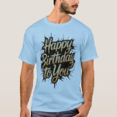 Golden Happy Birthday Typography Tee Shirt Design Tシャツ (正面)