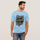 Golden Happy Birthday Typography Tee Shirt Design Tシャツ (正面フル)