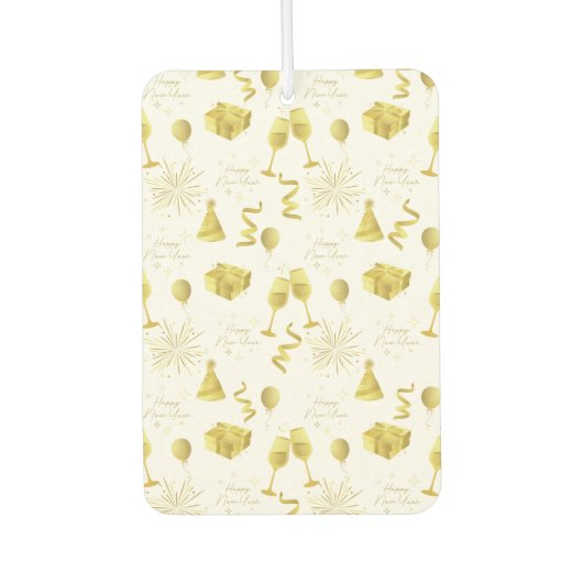 Golden Happy New Year Pattern カーエアーフレッシュナー (正面)