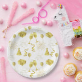 Golden Happy New Year Pattern ペーパープレート (パーティー)