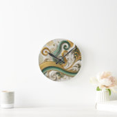 Golden Harmony Swirl – Elegant Abstract Wall Clock ラウンド壁時計 (ホーム)