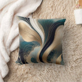 Golden Harmony - Teal and Gold Abstract  クッション (ブランケット)