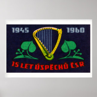 Golden Harp - Matchbox Print - Czech Wall Art ポスター