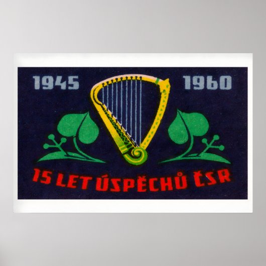 Golden Harp - Matchbox Print - Czech Wall Art ポスター (正面)