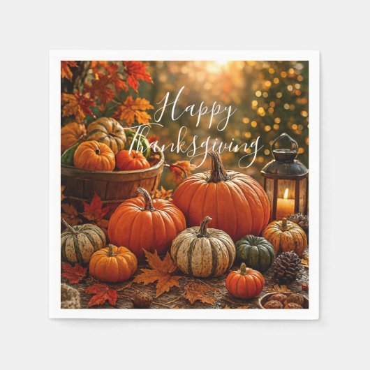 Golden Harvest Thanksgiving  スタンダードカクテルナプキン (正面)