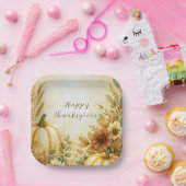 Golden Harvest Thanksgiving Paper Plates ペーパープレート (パーティー)