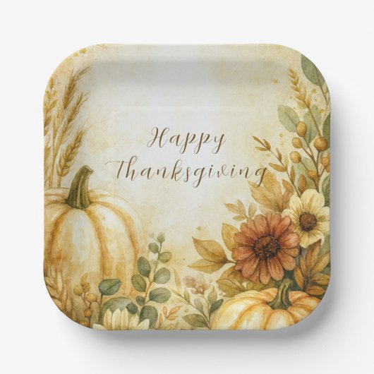 Golden Harvest Thanksgiving Paper Plates ペーパープレート (正面)