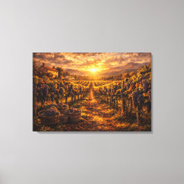 Golden Harvest Vineyard Grapes Wine Wall Art キャンバスプリント
