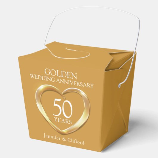 Golden heart 50th wedding anniversary custom names フェイバーボックス (正面)