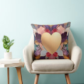 Golden Heart Bloom Elegant Multicolor Floral Sym クッション (椅子)