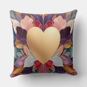 Golden Heart Bloom Elegant Multicolor Floral Sym クッション (裏面)