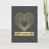 Golden Heart Pattern Valentine Card カード (正面)
