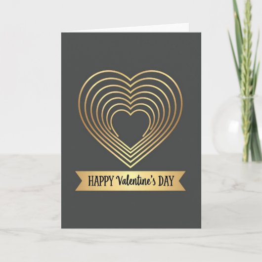 Golden Heart Pattern Valentine Card カード (正面)