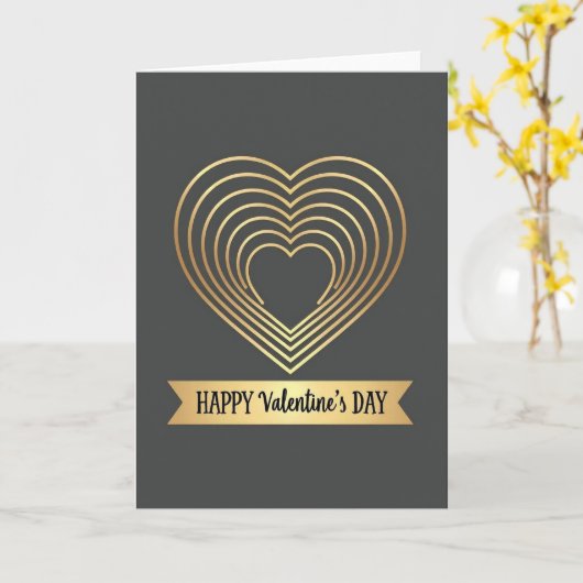 Golden Heart Pattern Valentine Card カード (黄色い花)