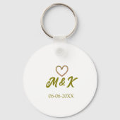 Golden heart wedding couple name letter modern  キーホルダー (裏面)