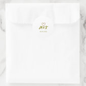 Golden heart wedding couple name letter modern  ラウンドシール (バッグ)