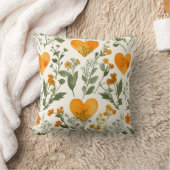 Golden Heart Wildflower Pillow クッション (ブランケット)