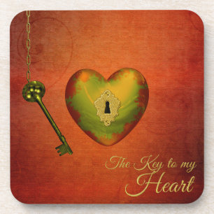Golden Heart with Key コースター
