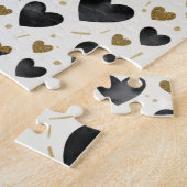 Golden Heartbeat | Black & Gold Watercolor Pattern ジグソーパズル (側面)