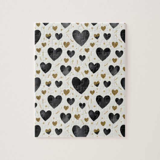 Golden Heartbeat | Black & Gold Watercolor Pattern ジグソーパズル (縦)