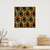 Golden hexagonal optical illusion ポスター (キッチン)