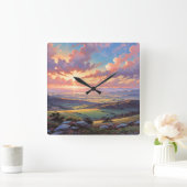 Golden Hills - Vibrant Landscape Illustration スクエア壁時計 (ホーム)