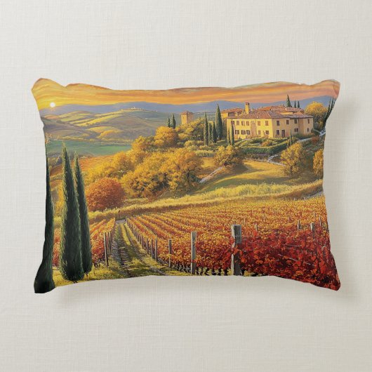 Golden Hillside Vineyard – Rectangular Pillow アクセントクッション (正面)