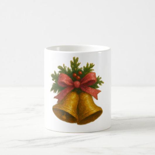 Golden Holiday Bells with Pink Ribbon Mug  コーヒーマグカップ (中央)