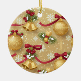 Golden Holiday Charm — Christmas Ornament Pattern セラミックオーナメント