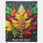 "Golden Holiday Magic" フリースブランケット (正面)