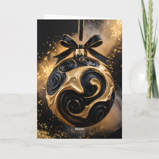 Golden Holiday Ornament Greeting Card カード (裏面)