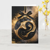 Golden Holiday Ornament Greeting Card カード (黄色い花)