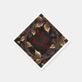 Golden Holly Wreath – Elegant Christmas スタンダードカクテルナプキン (角)