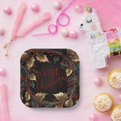 Golden Holly Wreath – Elegant Christmas ペーパープレート (パーティー)