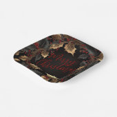 Golden Holly Wreath – Elegant Christmas ペーパープレート (傾斜あり)