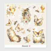 Golden Honey Fairy World – Bees and Butterflies シール (シート)