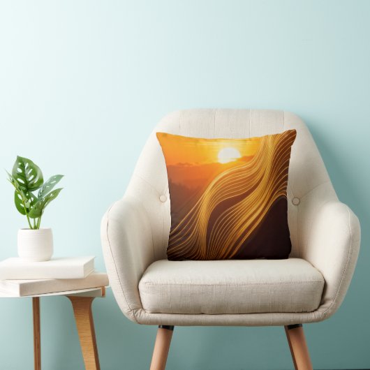 Golden Horizon — Abstract Luxury Throw Pillow クッション (椅子)