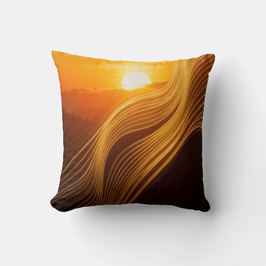 Golden Horizon — Abstract Luxury Throw Pillow クッション (正面)