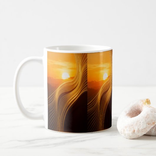 Golden Horizon — Abstract Modern Coffee Mug コーヒーマグカップ (ドーナツ)