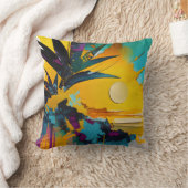 Golden Horizon – Abstract Tropical Sunset クッション (ブランケット)