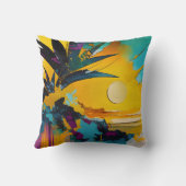 Golden Horizon – Abstract Tropical Sunset クッション (裏面)